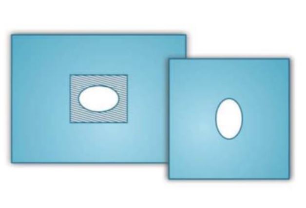 Rouška s centrálním otvorem samolepící - velikost 75 x 100 cm, otvor 6x8 cm