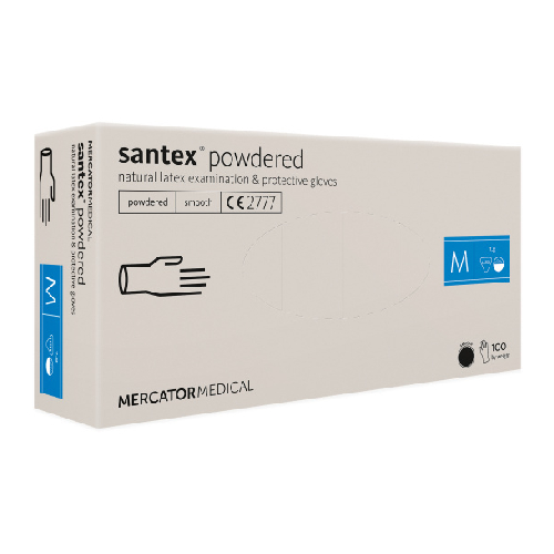 Rukavice vyšetřovací santex/latex, pudrované M